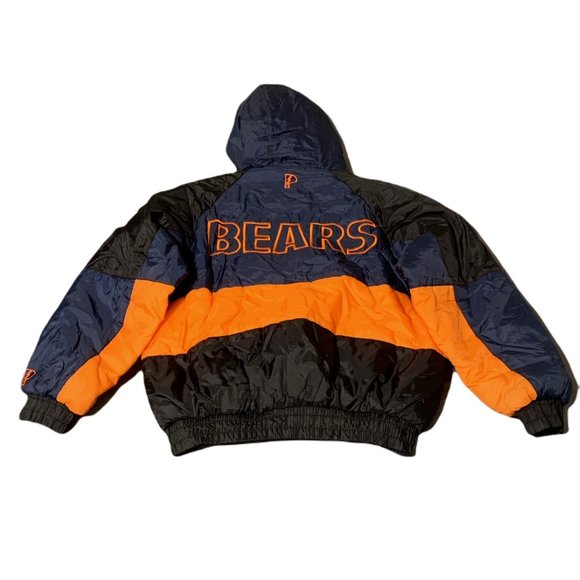 Vintage 90s Chicago Bears PRO PLAYER Puffer Jacket Heavy Coat NFL Men's Medium - Picture 1 of 5